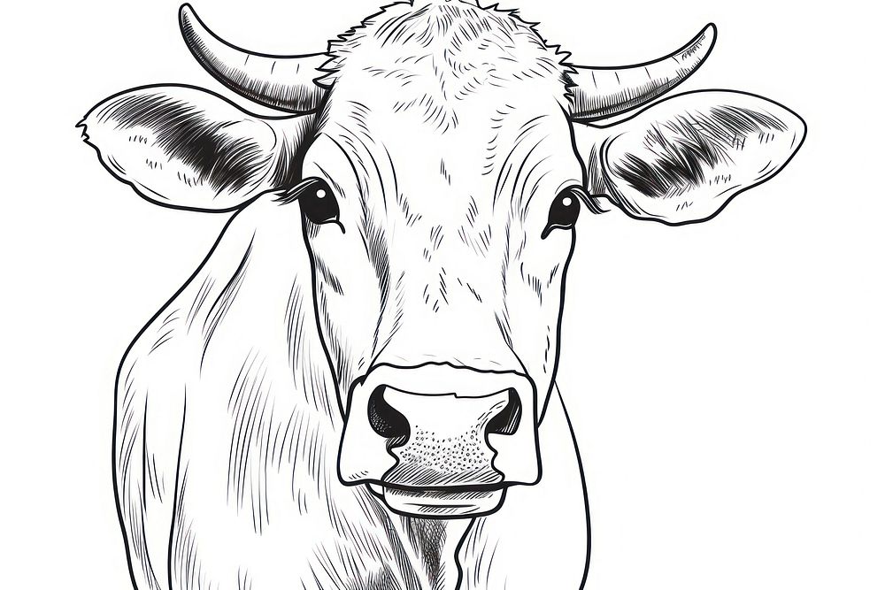 Cow sketch livestock drawing.