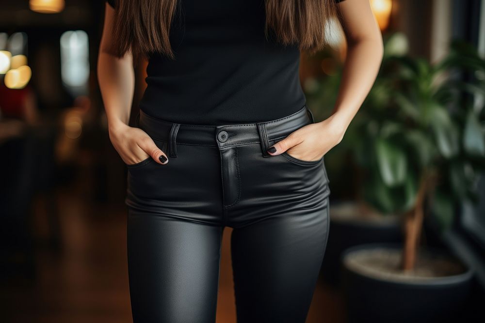 Black jeans pants adult woman.