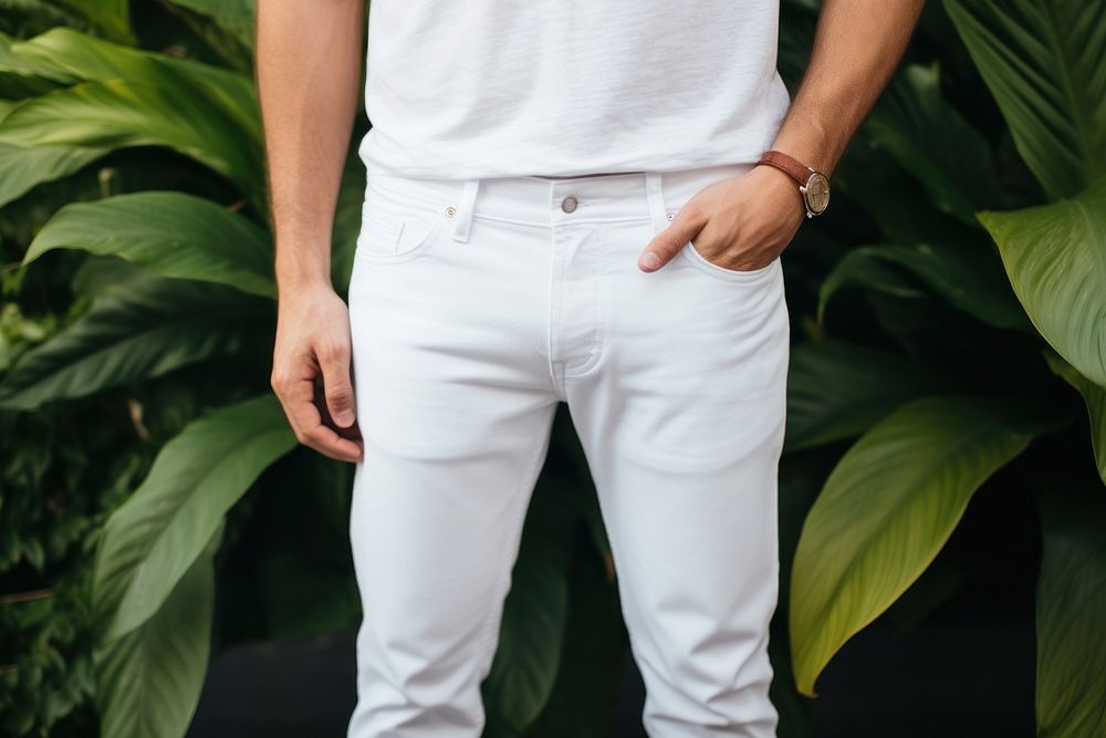 White jeans pants denim adult.