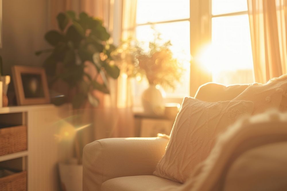 Cozy living room furniture cushion window.