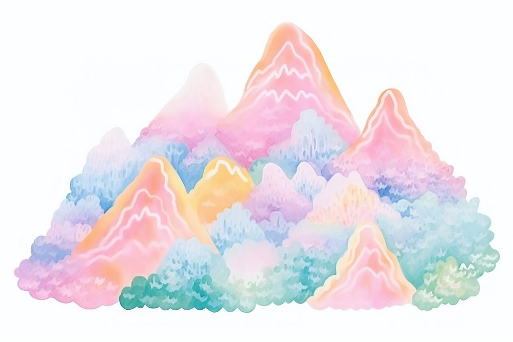 Crayon texture illustration of mountain backgrounds white background confectionery.