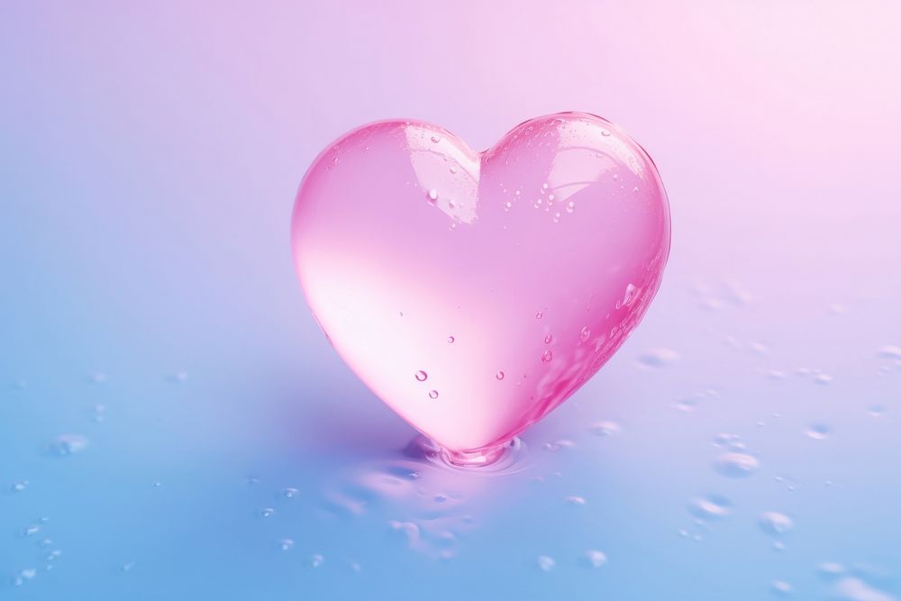 Water in heart shape pink pink background transparent.