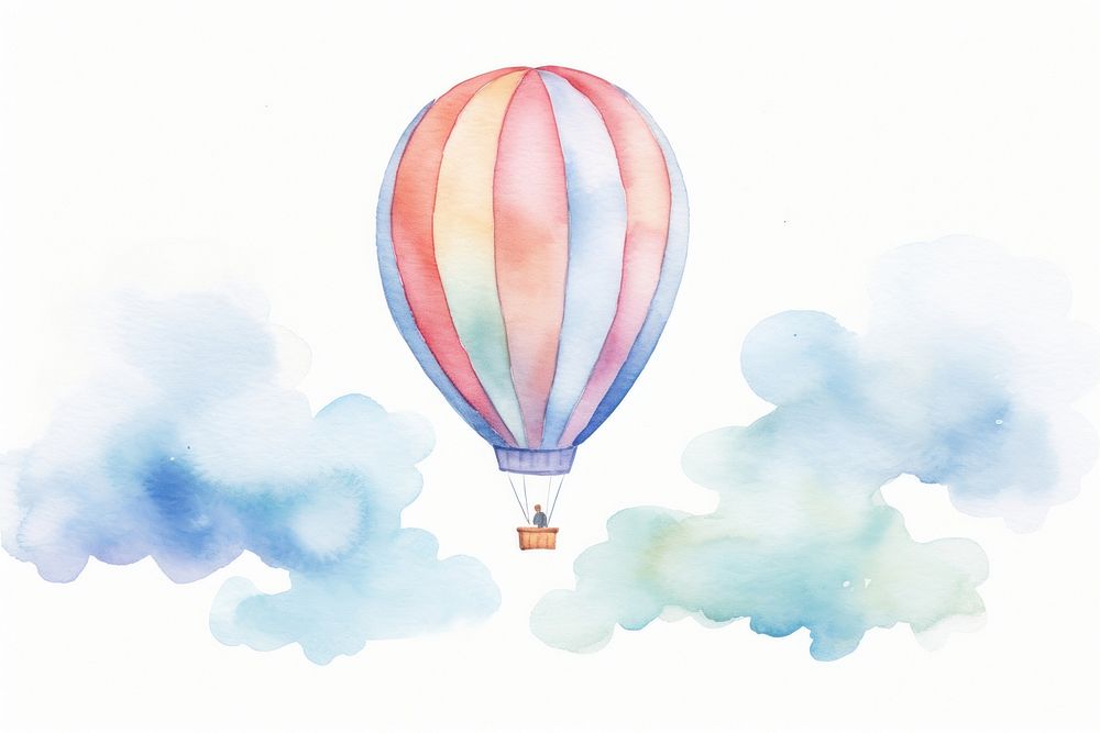 Hot air balloon watercolor illustration Background aircraft outdoors vehicle.