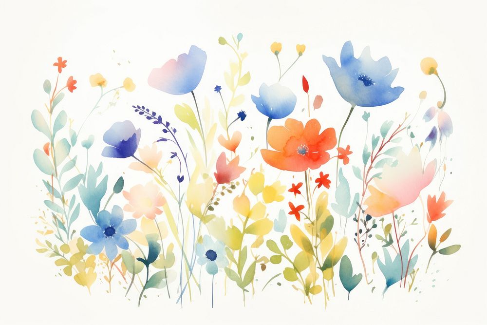Watercolor flower backgrounds painting pattern.