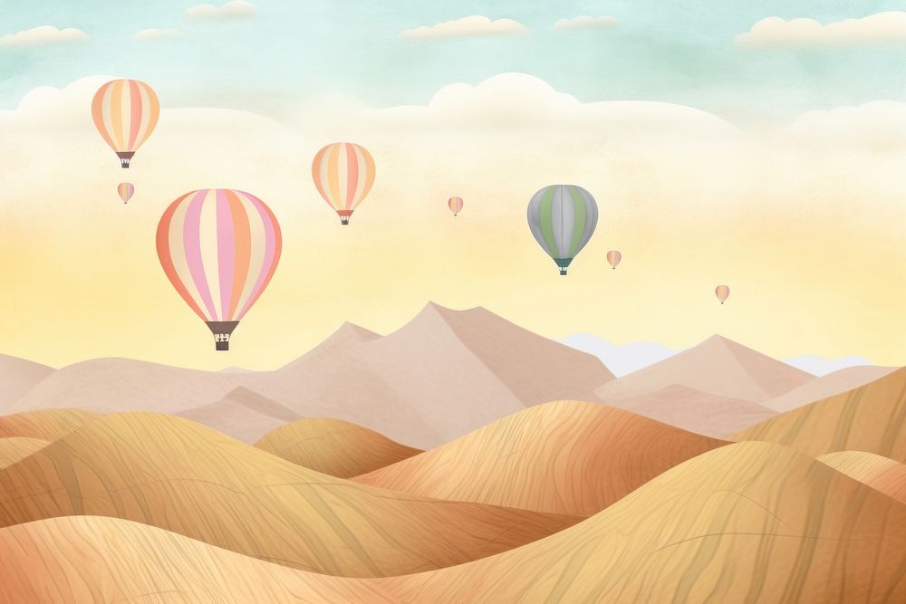 Digital paint illustration hot air balloons backgrounds landscape aircraft.