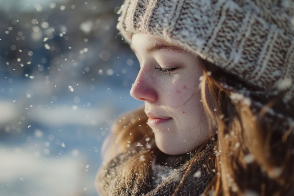 Winter photography portrait outdoors.