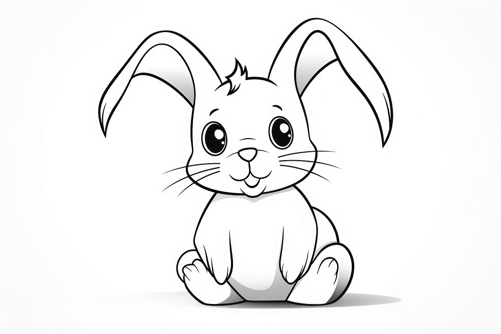 Easter bunny sketch outline cartoon.