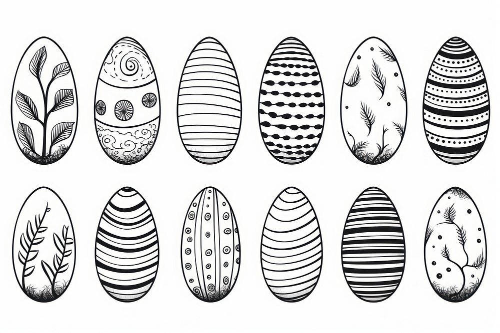 Easter eggs sketch line arrangement.