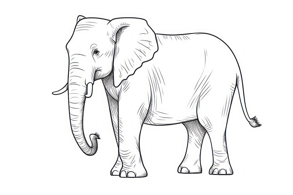 Elephant sketch wildlife drawing.