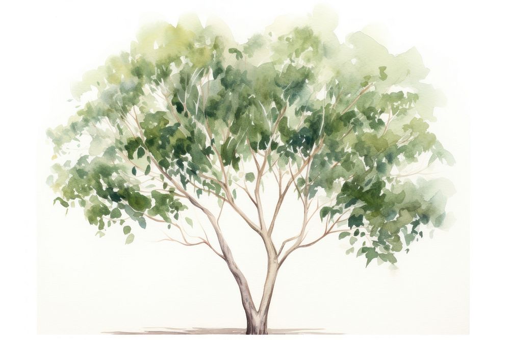 Eucalyptus tree watercolor background painting plant green.