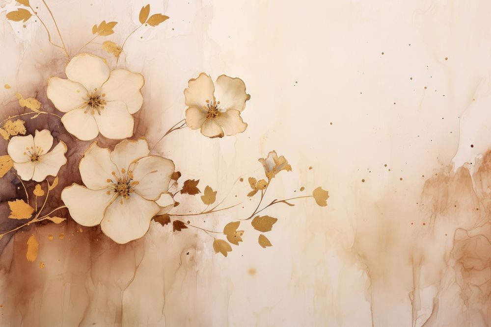 Flowers watercolor background with gold accents painting backgrounds plant.