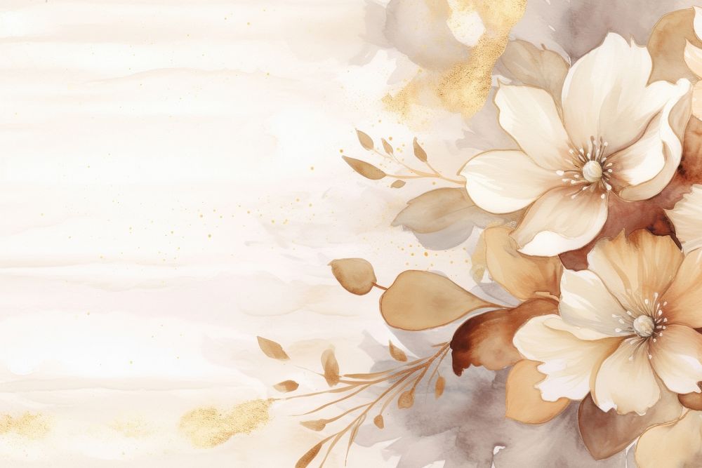 Flowers watercolor background with gold accents backgrounds painting pattern.