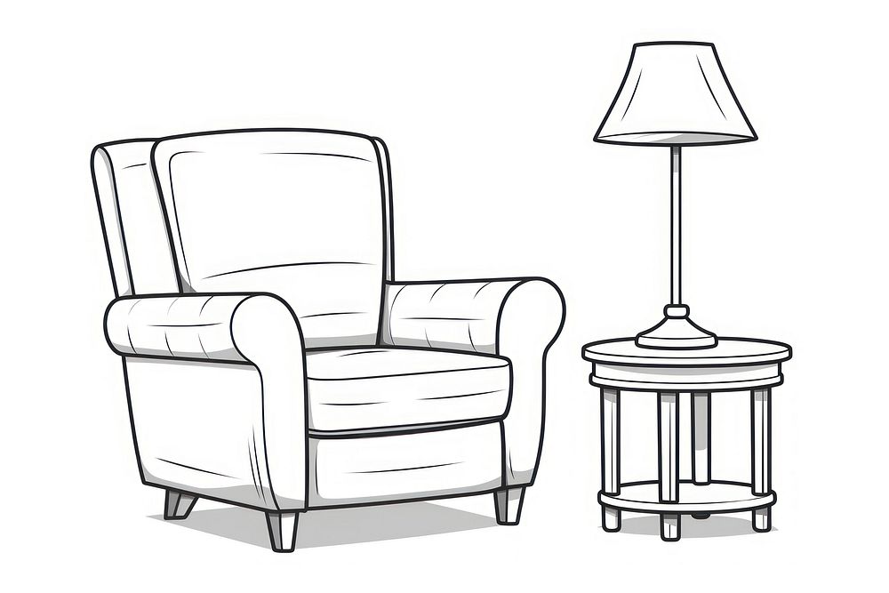 Furniture armchair outline sketch.