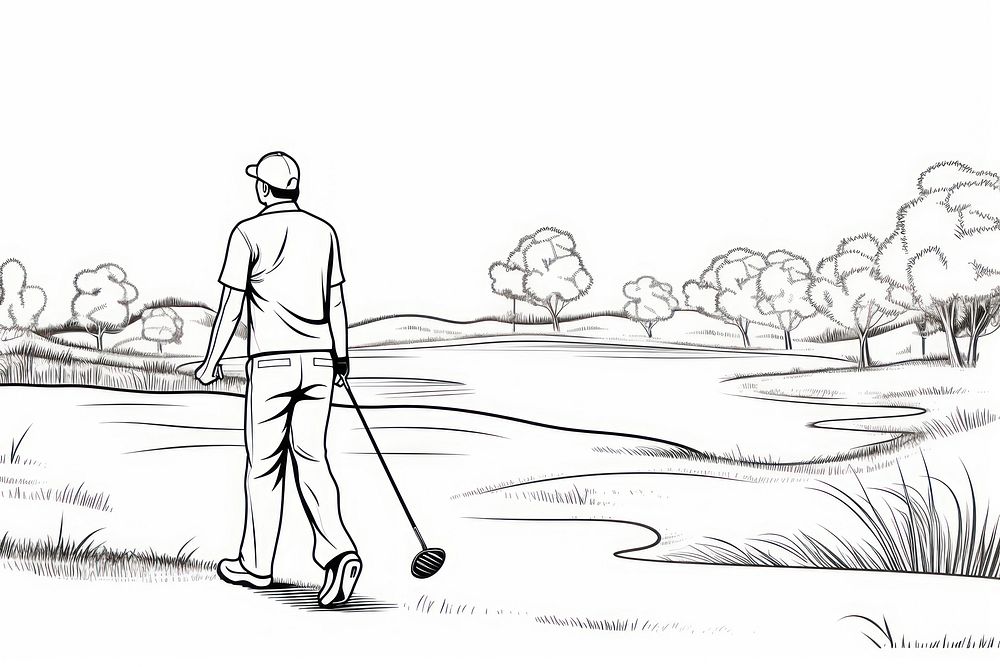 Golf sketch drawing adult.