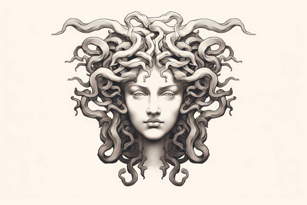 Medusa portrait drawing sketch.