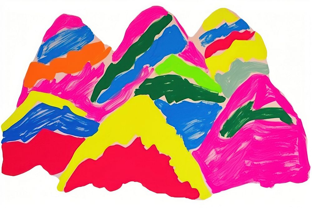 A mountain vibrant colors painting art white background.