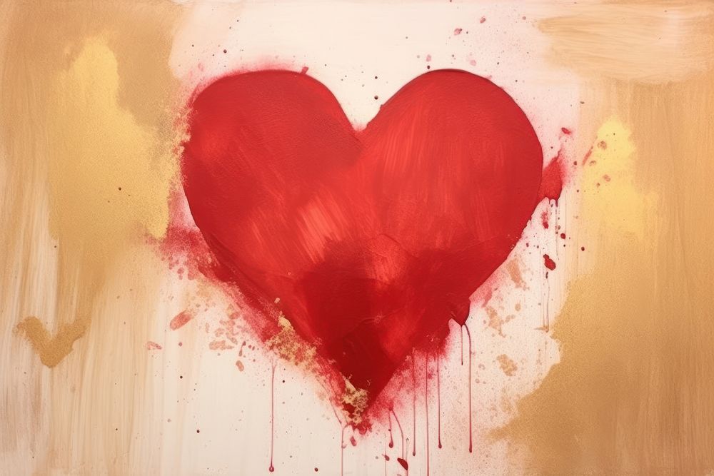 Heart watercolor background painting red creativity.