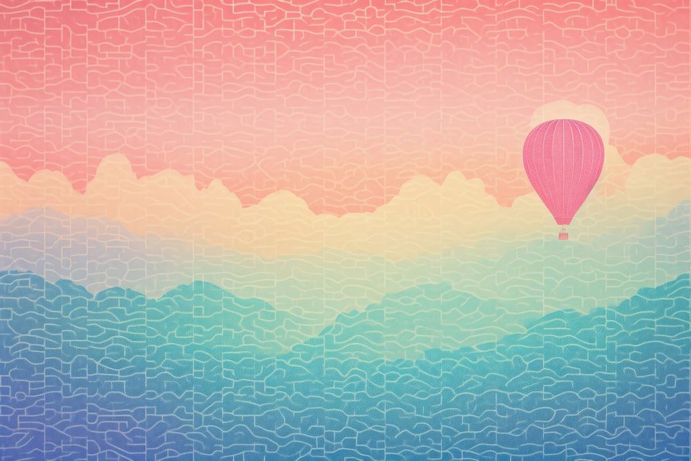 Hot air balloon Risograph printing paper texture backgrounds transportation tranquility.