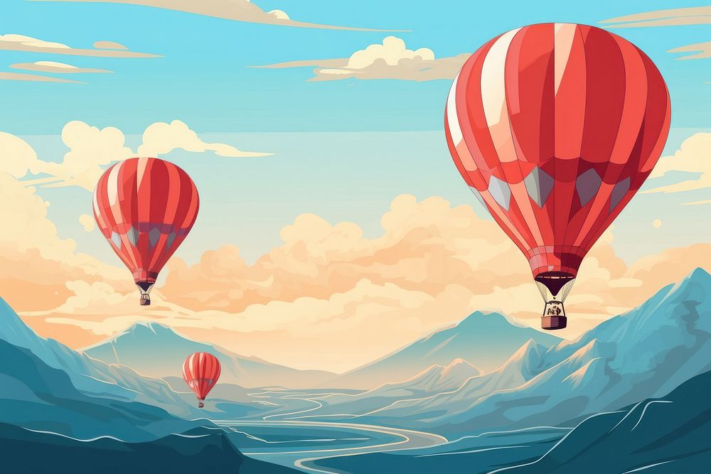Hot air balloons landscape backgrounds aircraft vehicle.