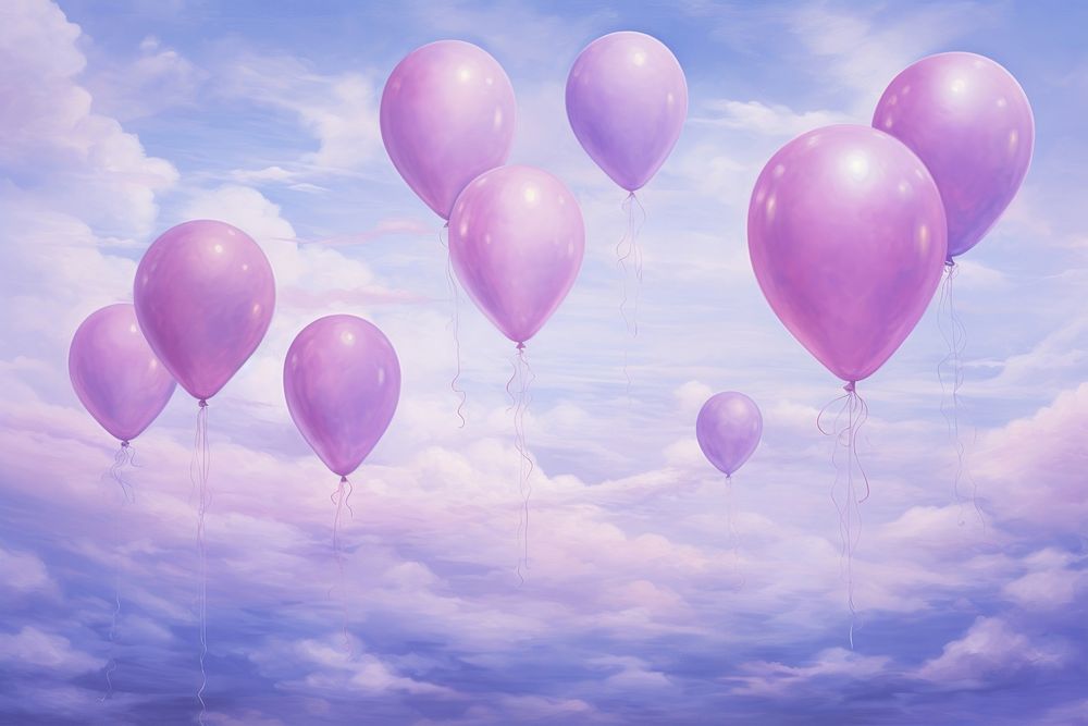 Illustration of a pastel purple balloons floating in space backgrounds tranquility celebration.
