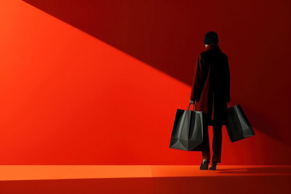 Illustration of graphic background shopping handbag walking.