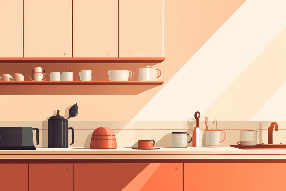 Illustration of graphic background kitchen appliance furniture.