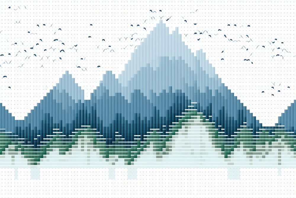 Cross stitch mountain landscape nature graph.