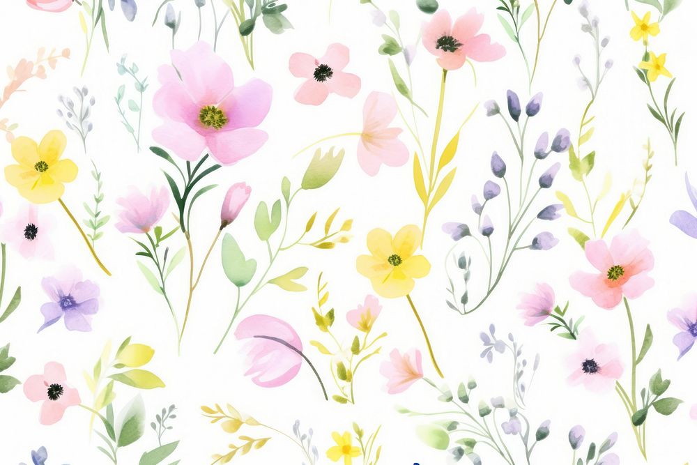 Cute catoon flower pattern backgrounds plant.