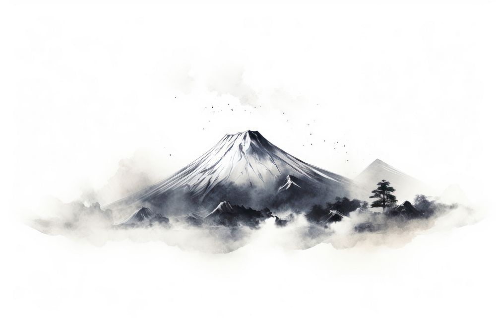 Japanese calligraphy art of mountain outdoors volcano nature.