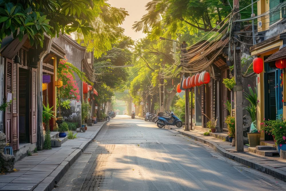 Street old town in Asia background outdoors city architecture.