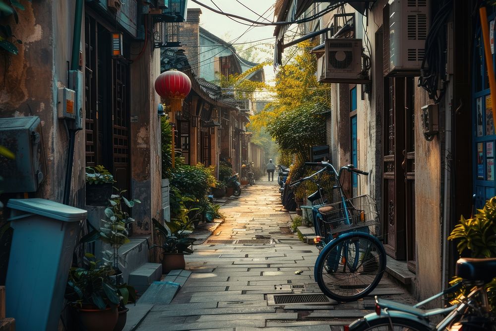 Street old town in Asia city architecture outdoors.