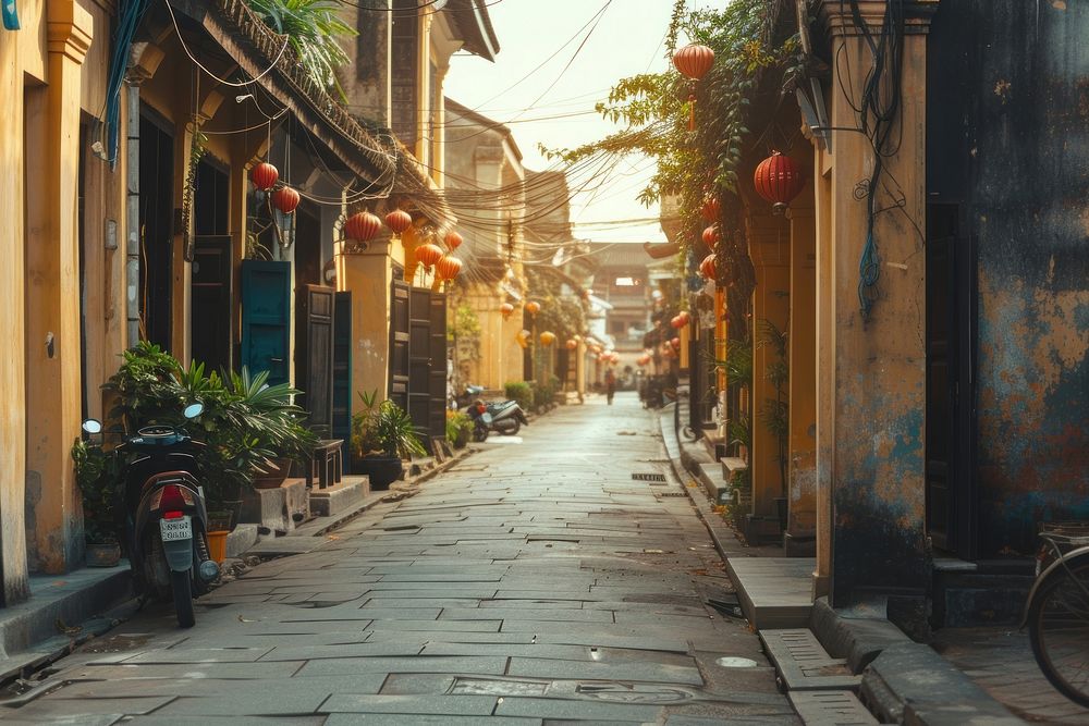 Street old town in Asia city architecture outdoors.