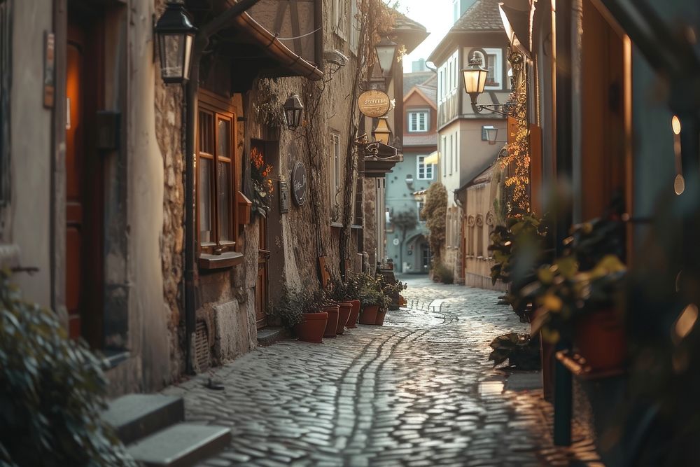 Street old town in Europe city outdoors travel.