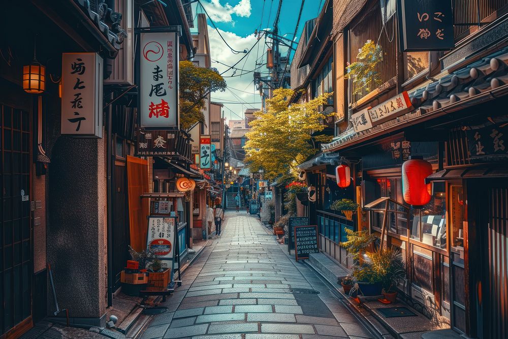 Street old town in Japan background city architecture cityscape.