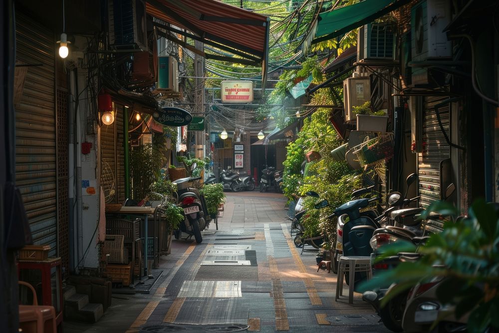 Street city in Asia outdoors architecture building.