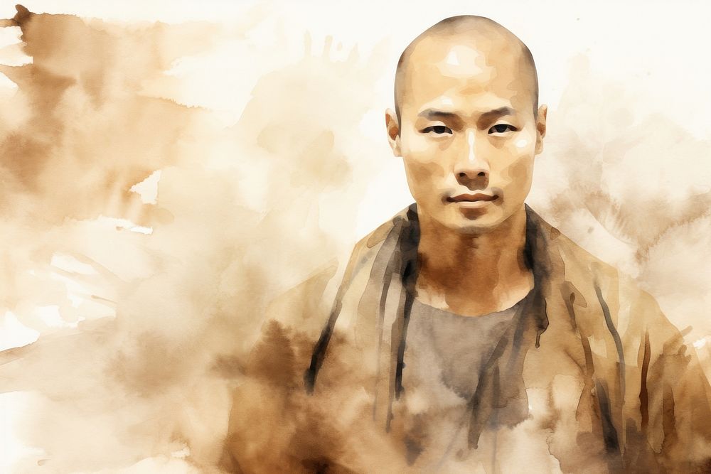 Man asian people watercolor background portrait adult photography.