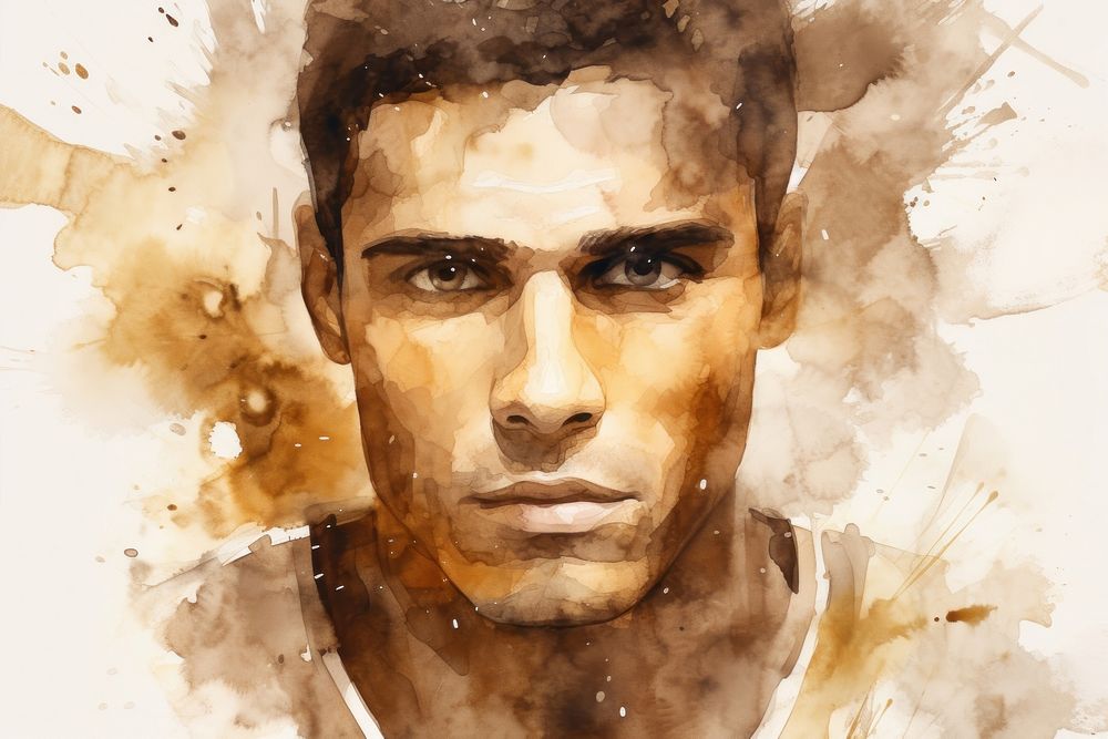 Man watercolor background portrait painting adult.