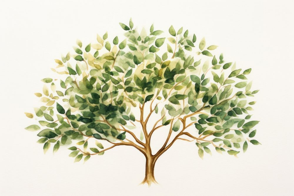 Mahogany tree watercolor background painting plant green.