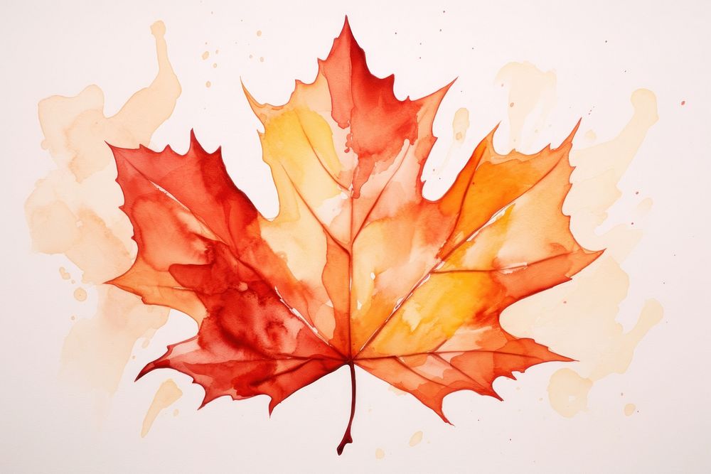 Maple leaf watercolor background plant tree red.