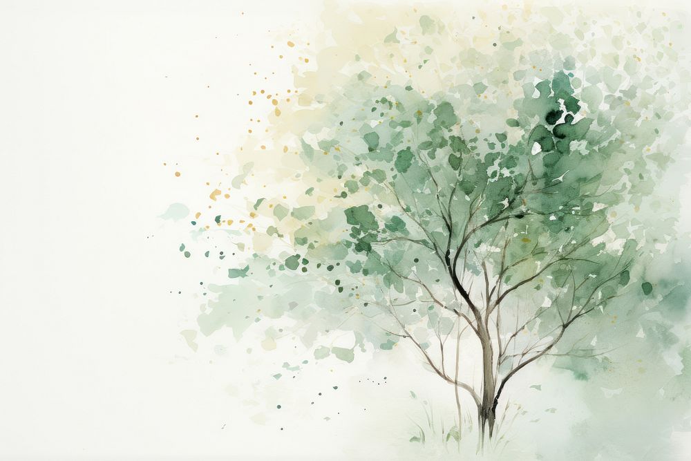 Mint tree watercolor background painting backgrounds green.