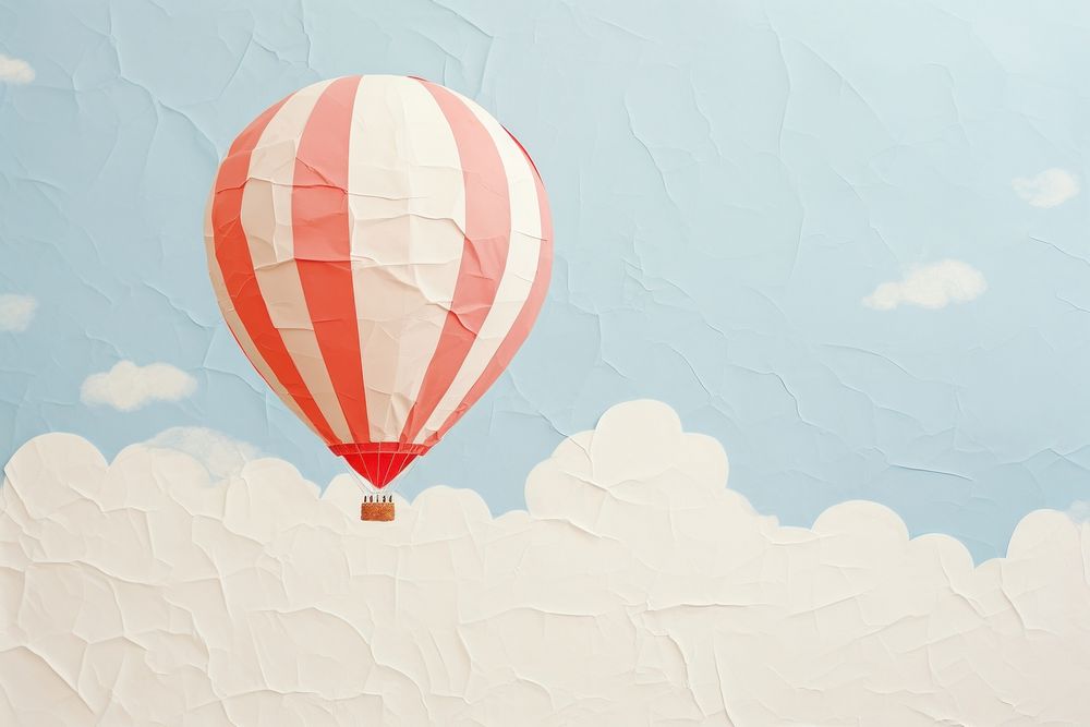 Hor air balloon ripped paper collage backgrounds aircraft transportation.