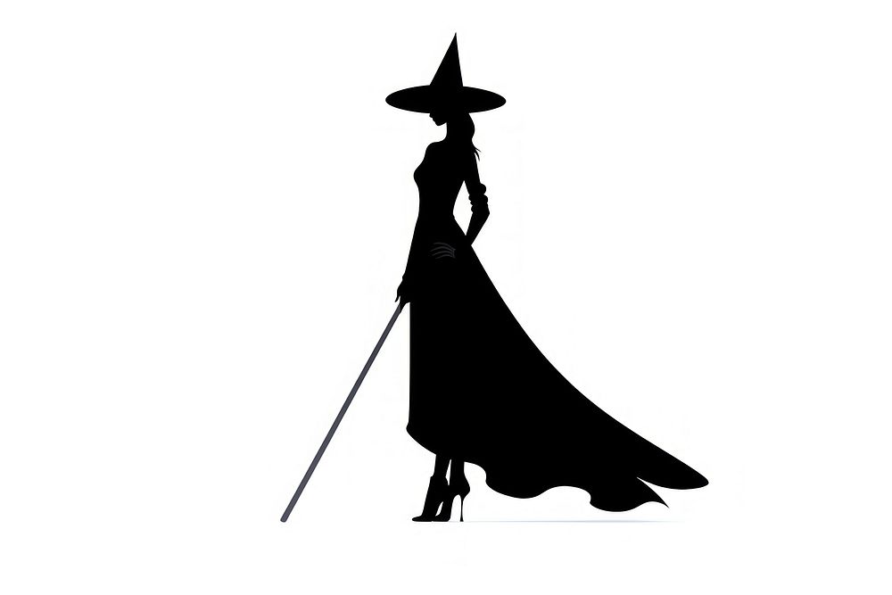 Witch silhouette white background monochrome.