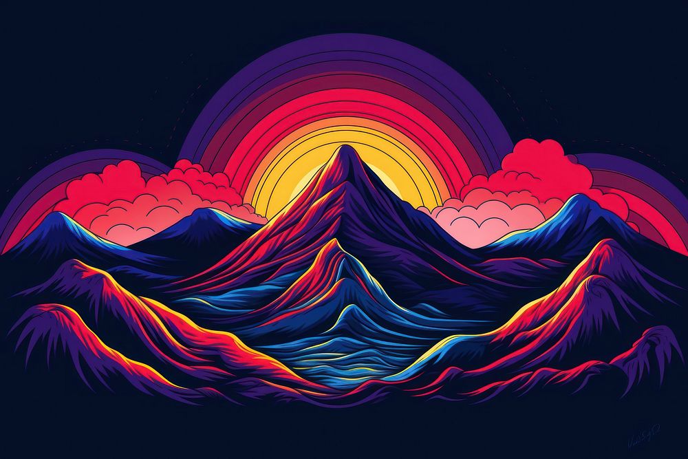 Mountain in the style of graphic novel art pattern nature.