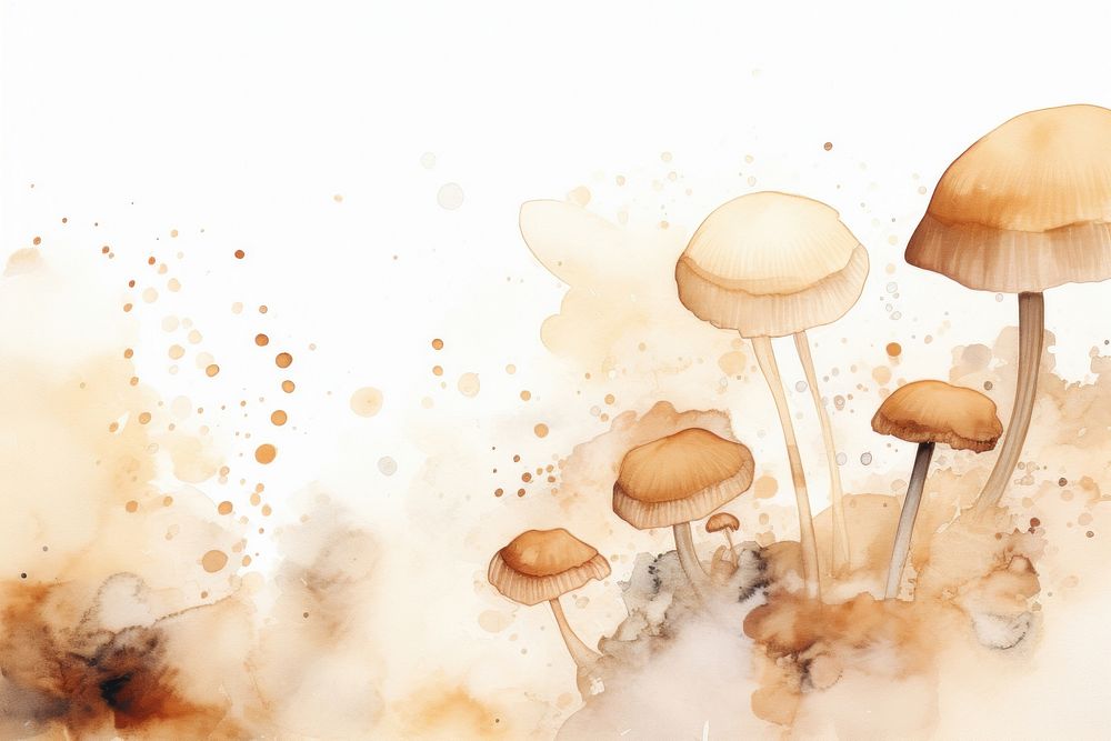 Mushroom watercolor background fungus plant toadstool.