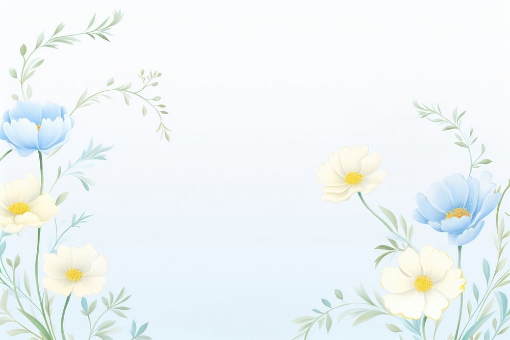 Painting of blue flowers backgrounds pattern plant.