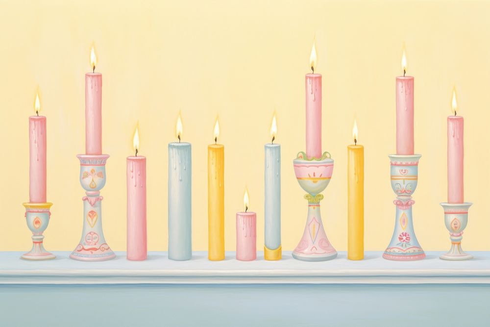 Painting of candles border spirituality architecture arrangement.