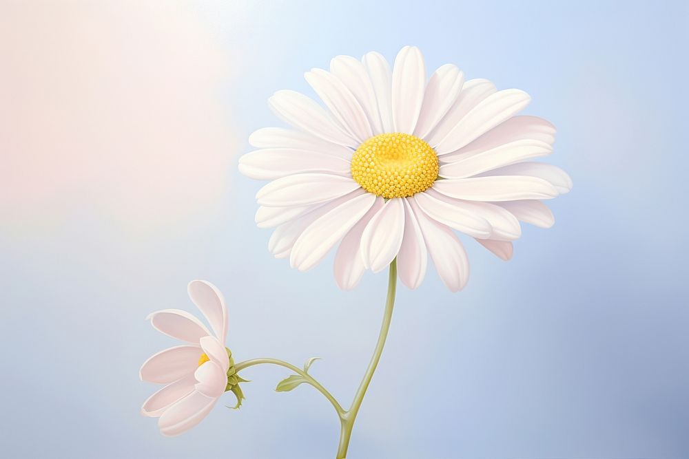 Painting of daisy outdoors blossom flower.
