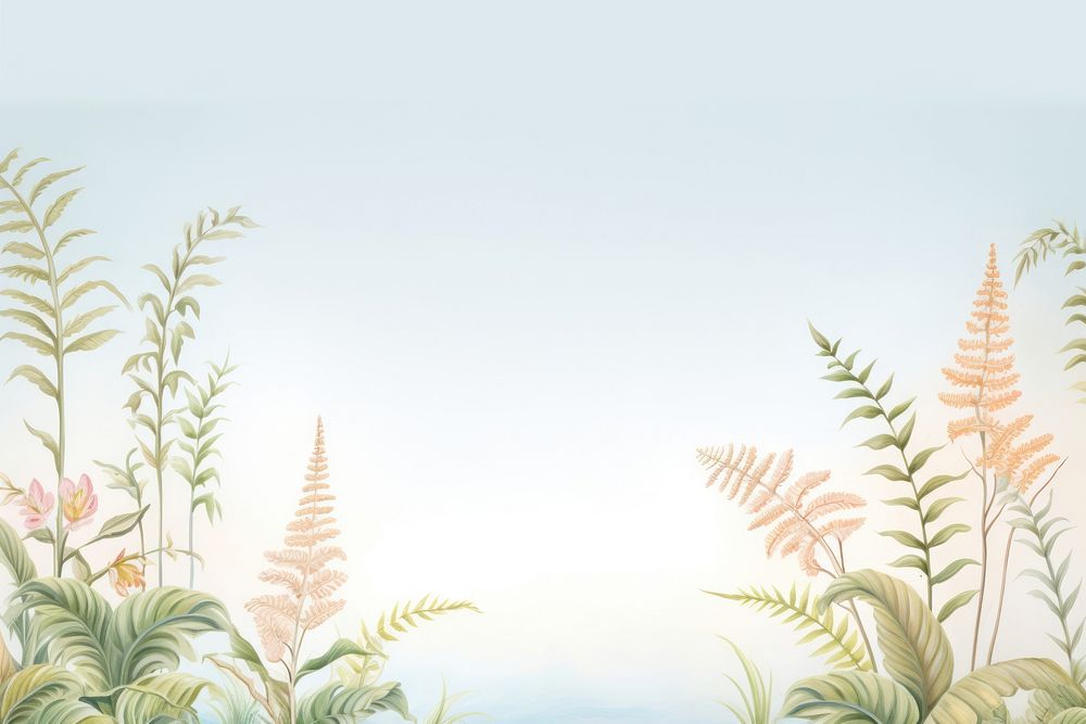 Painting of ferns border backgrounds landscape outdoors.