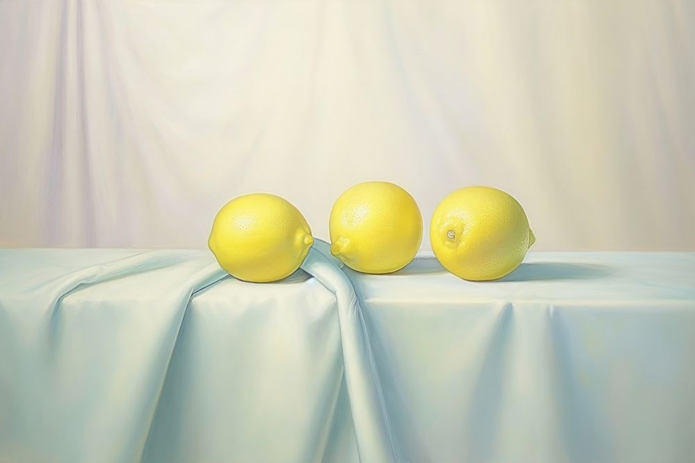 Painting of lemons fruit plant food.