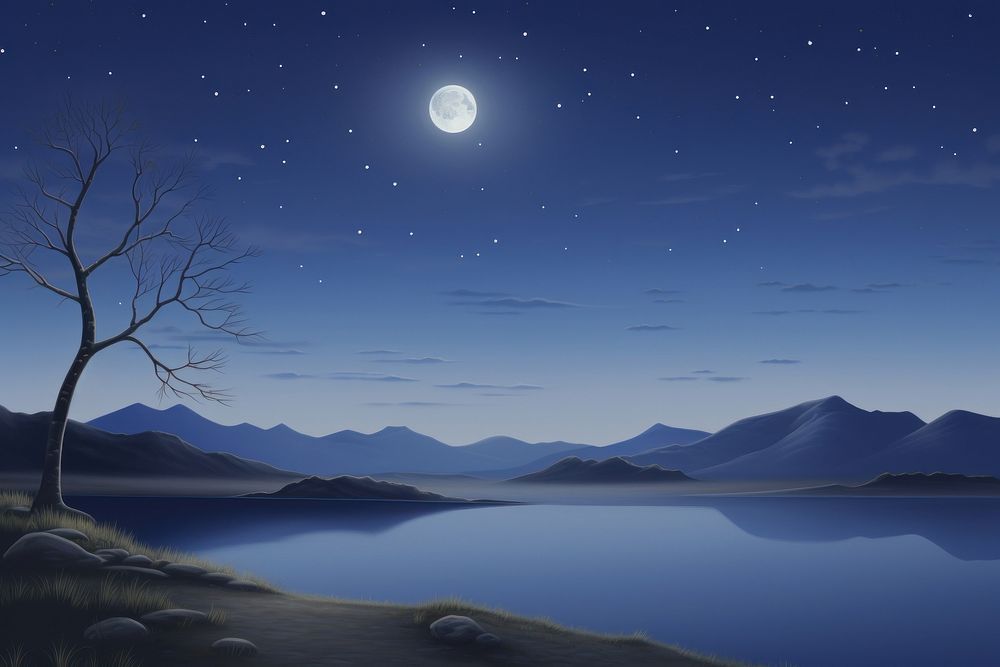 Painting of night sky landscape astronomy outdoors.